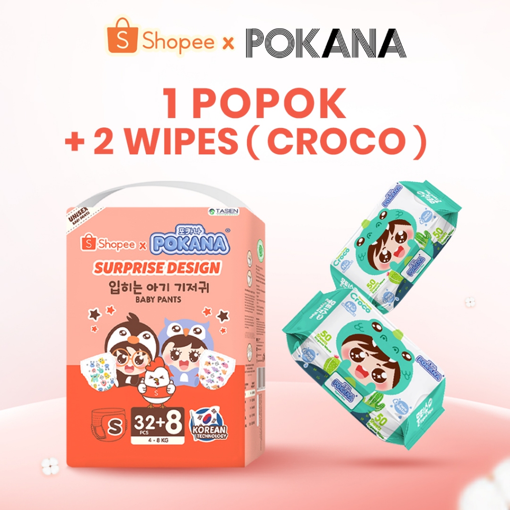 POKANA x Shopee S 32+8 (Bundling 2pcs Wipes Croco)