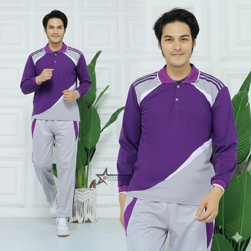 Baju Olaraga Pria Lengan Panjang 1 set Training / Setelan Kaos Training Olahraga