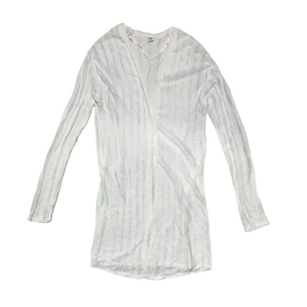 cardigan panjang uniql* putih long