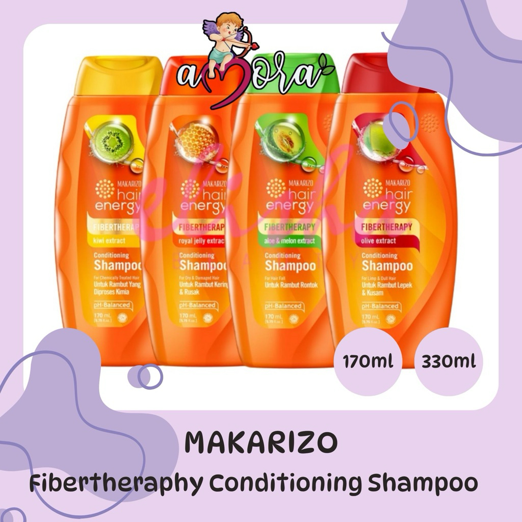 AMORA - MAKARIZO Hair Energy Conditioning Shampoo 170ml, 330ml - Shampoo rambut rontok rambut kering