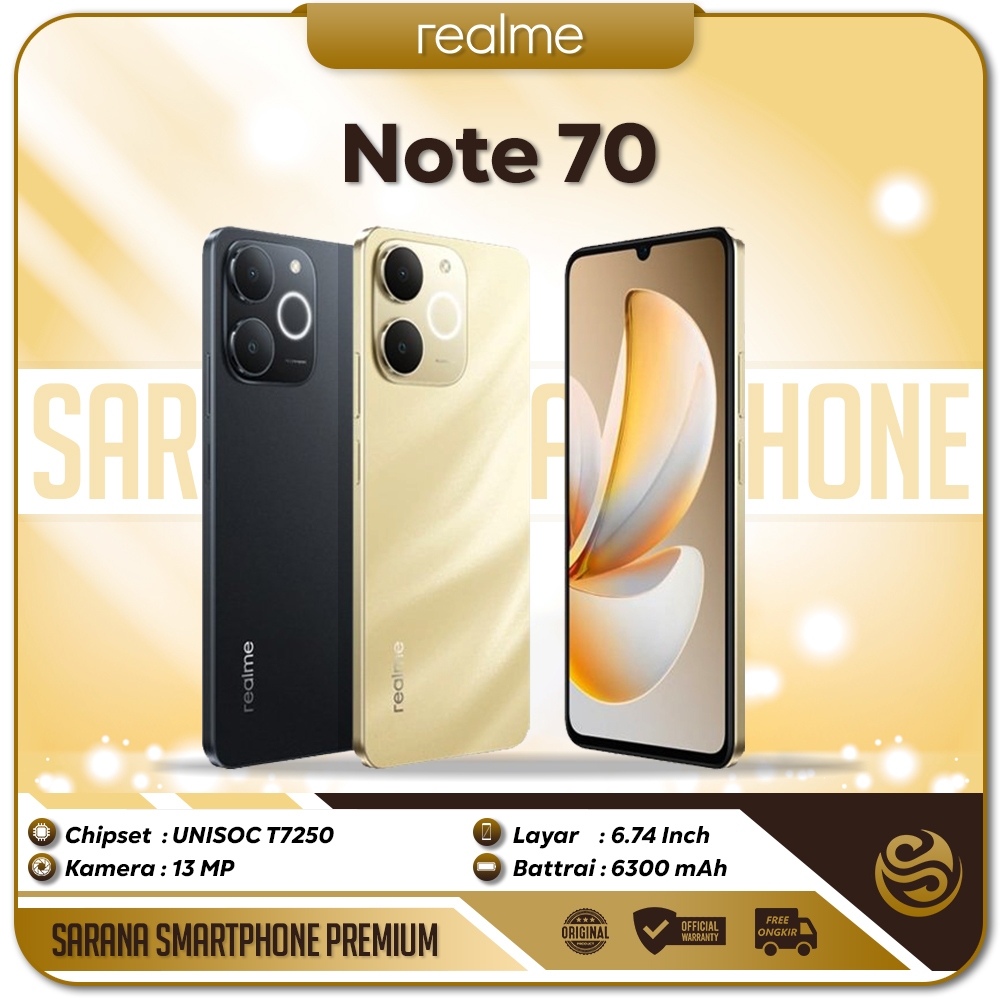 Realme Note 70 UNISOC Tiger T7250 6300mAh 4GB 64GB/128GB Android 2025 Termurah 1 Jutaan Bergaransi
