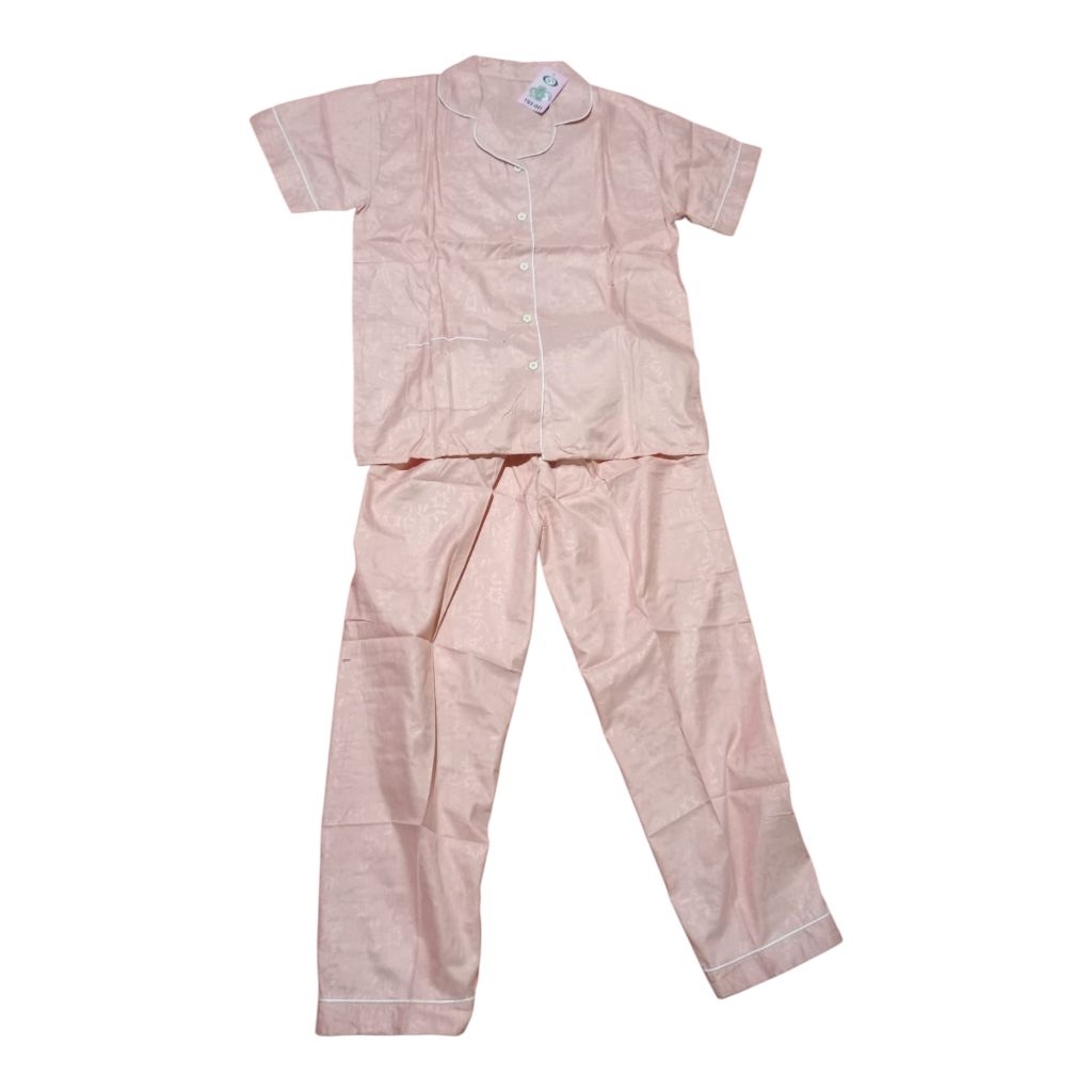 piyama wanita pink one set / baju tidur wanita bahan embos