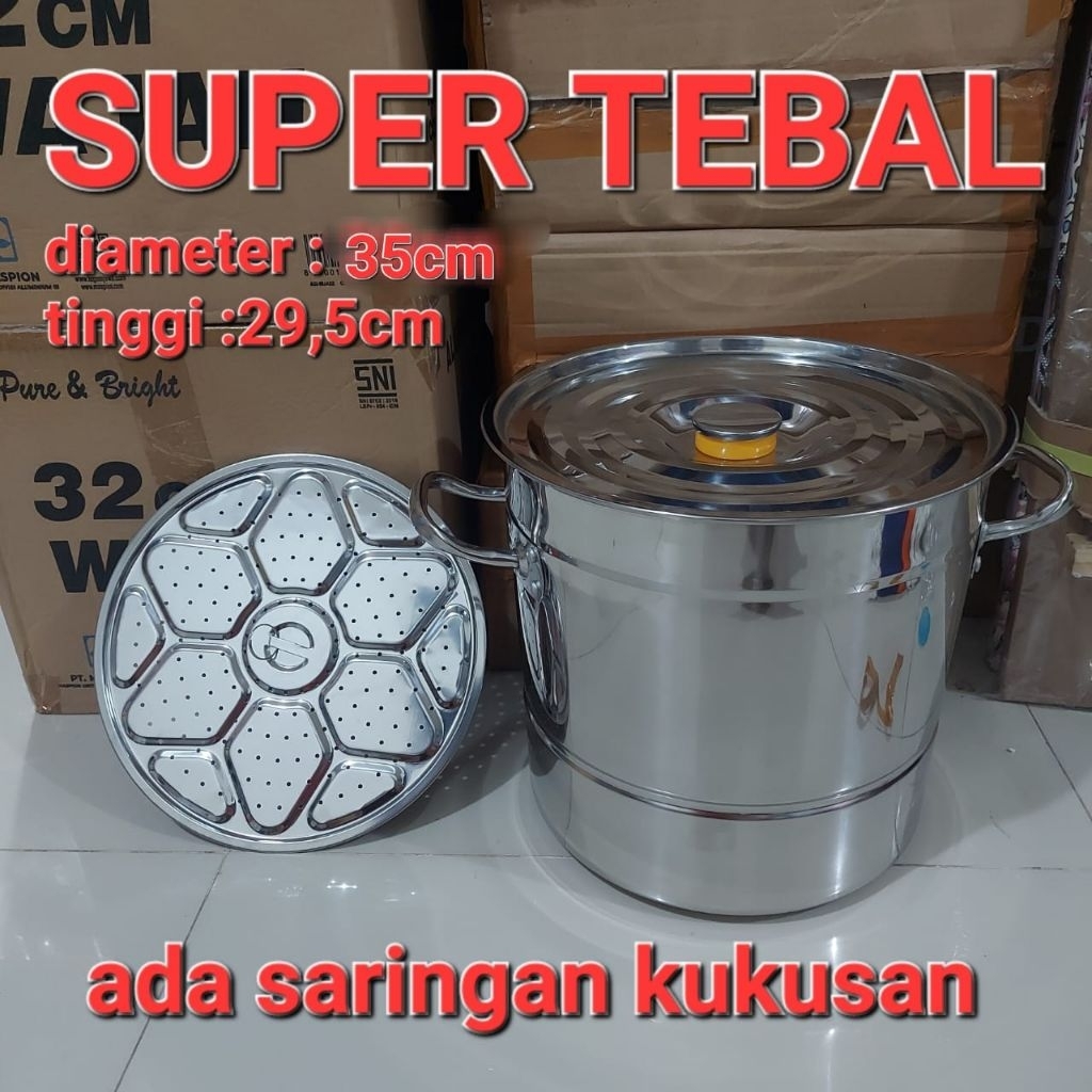 Panci kukusan stainless 35 cm/panci dandang stainless 35 cm