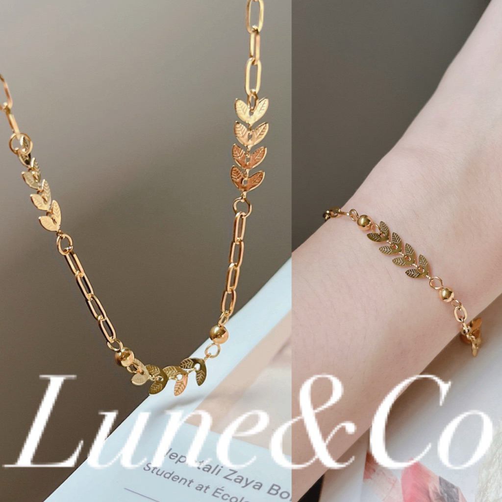 RS390 Gelang Daun Padi Minimalis Paperclip Emboss 750 Titanium Steel 316L Anti Karat