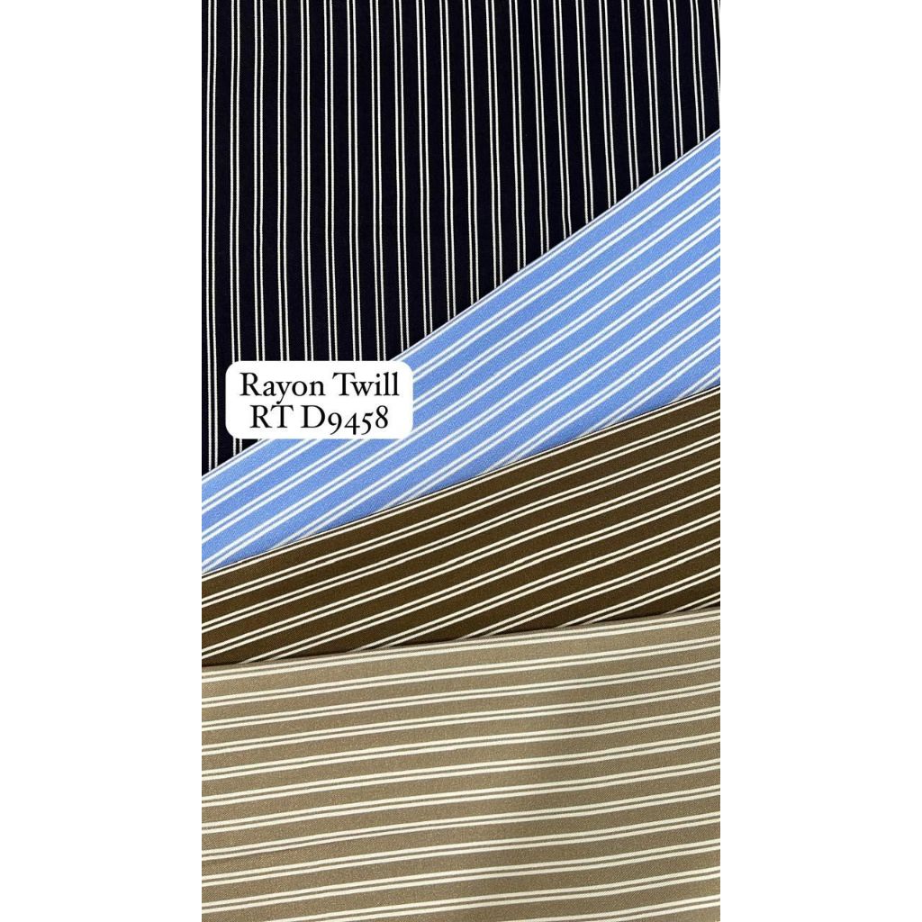 Kain Katun Rayon Twill Motif Salur Premium (0,5 Meter)