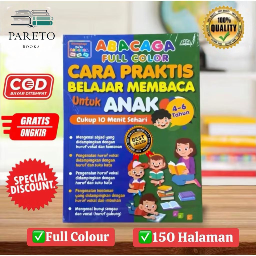 ABACAGA ORIGINAL FULL COLOR - Buku Untuk Anak 4-6 Tahun, Cara Praktis Belajar Membaca Untuk Anak
