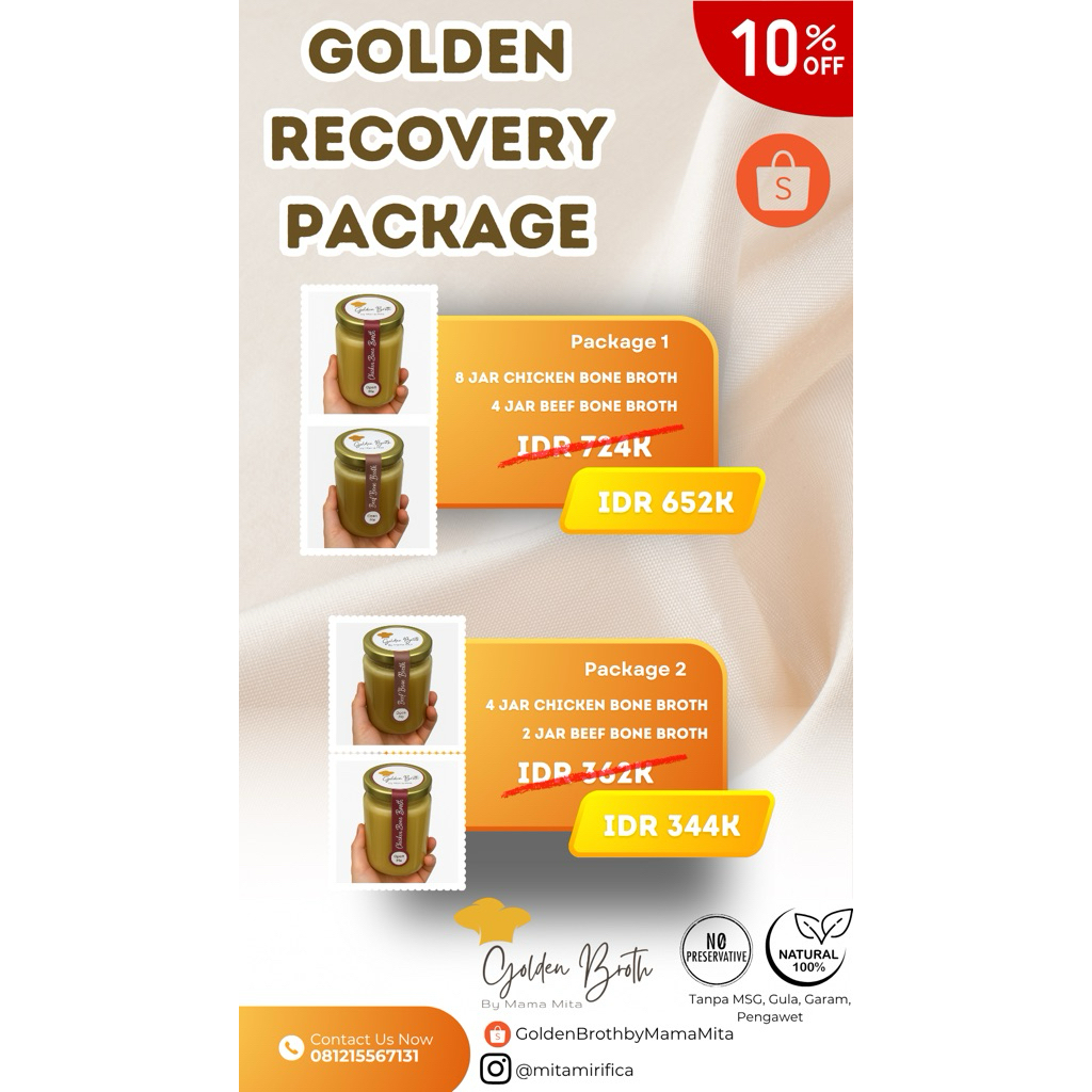READY STOCK RECOVERY PACKAGE GOLDEN BROTH BY MAMA MITA - premium homemade bone broth - Chicken Bone 