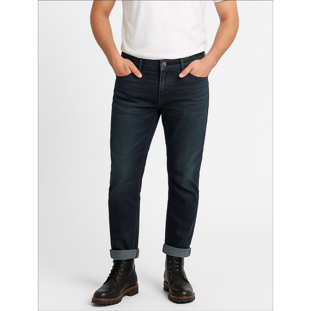 PLAC DENIM BERLIN SKINNY FIT STRAIGHT COATED BLUE BLACK FADING (30)