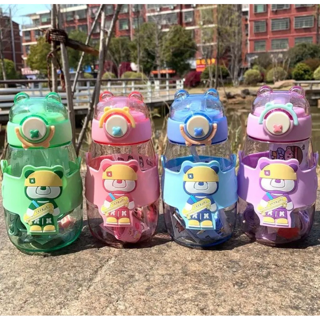 BOTOL MINUM ANAK FREE SEDOTAN PLUS TALI GANTUNGAN - BOTOL MINUM ANAK 600ML/BOTOL MINUM ANAK KARAKTER