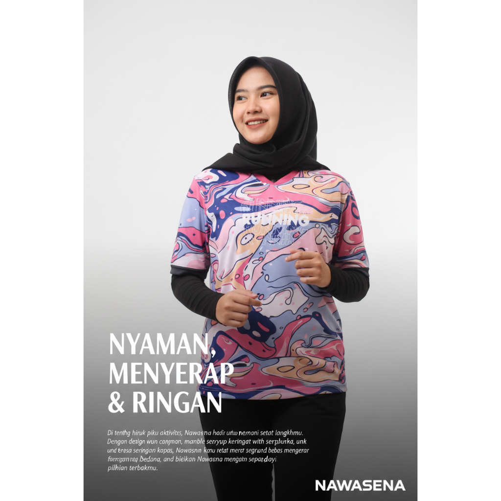 Baju Jersey Running, jersey gym, jersey lari wanita Full Printing 01