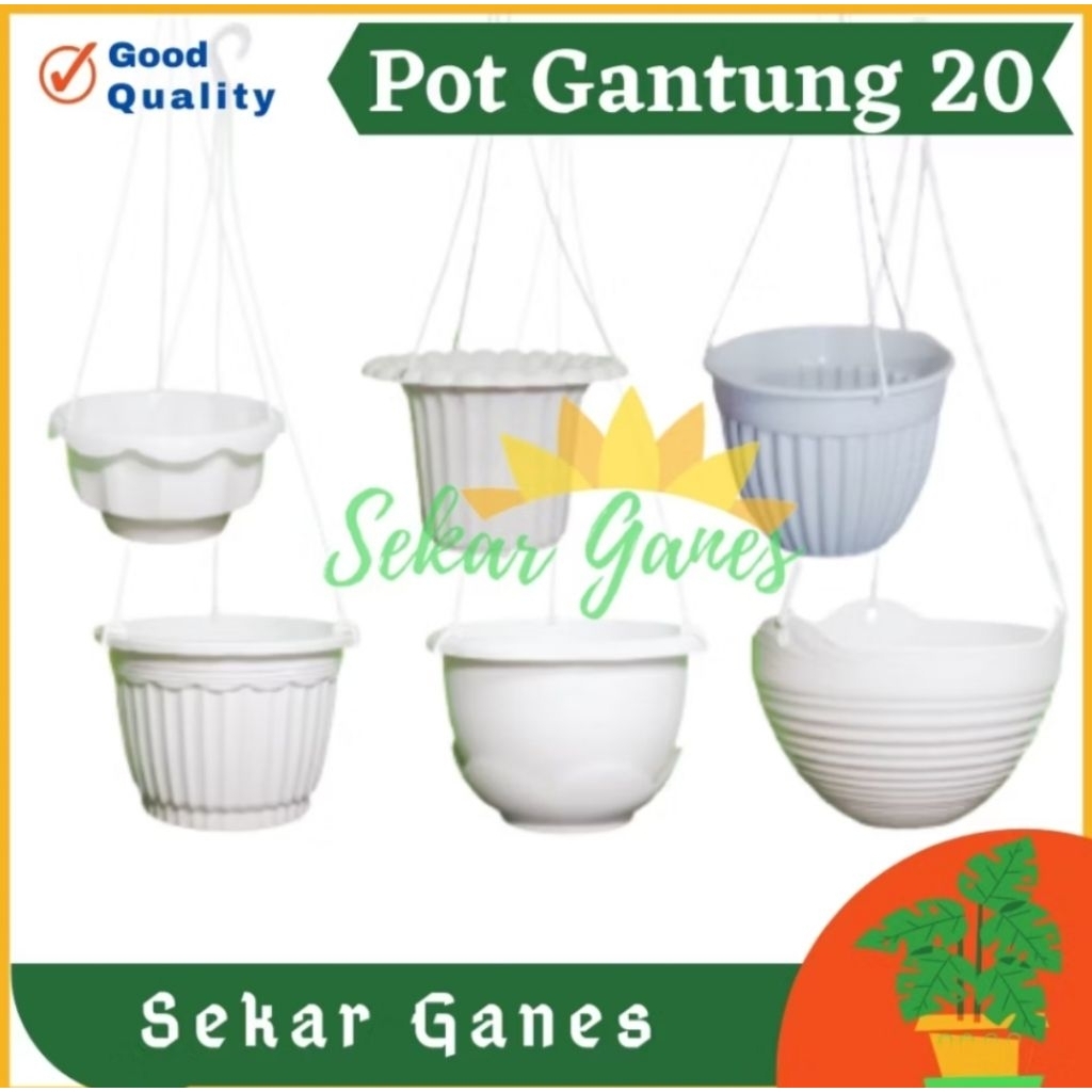 Pot Gantung 20 Putih / Pot Gantung Bunga Banjarmasin / Pot Gantung Tanaman Banjarmasin
