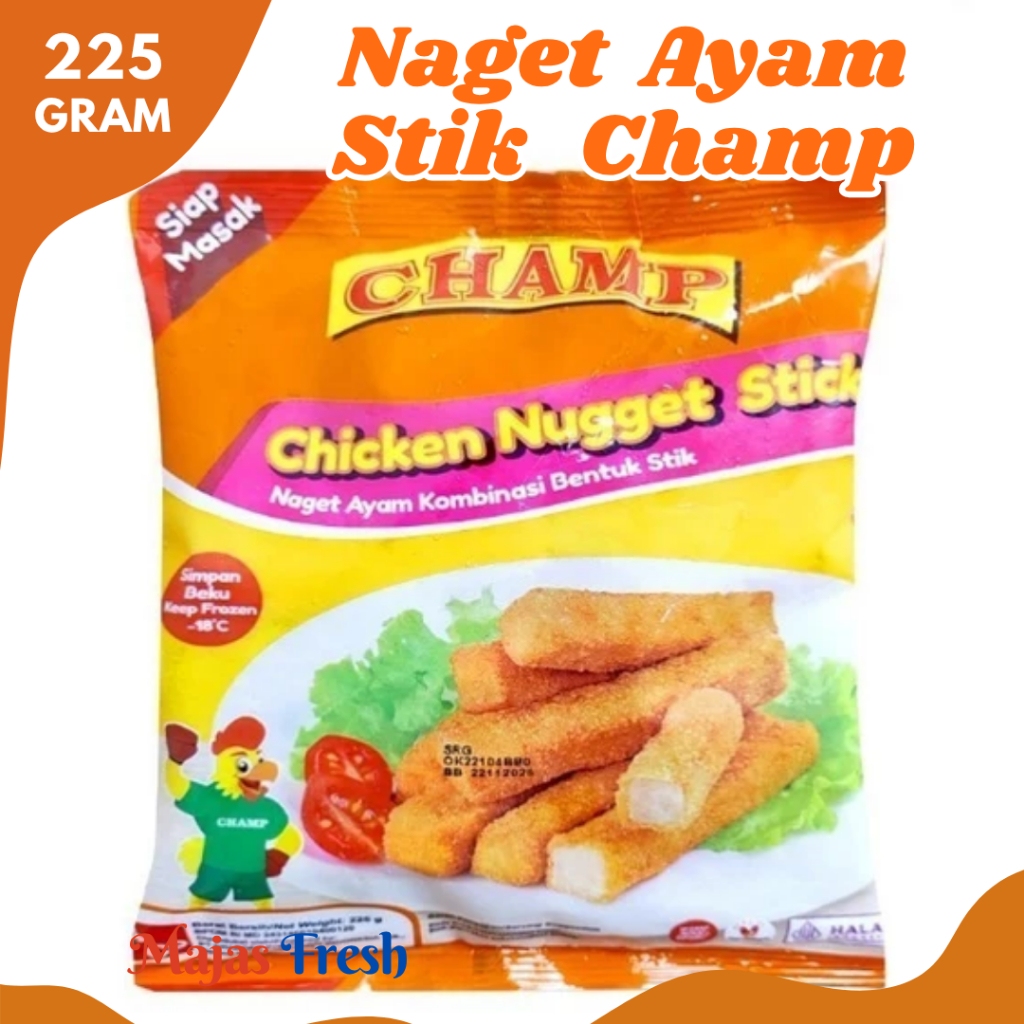 NAGET AYAM Kombinasi Bentuk Stik - Chicken Nugget Stick Champ | 225gr [ Harga Per BKS ]