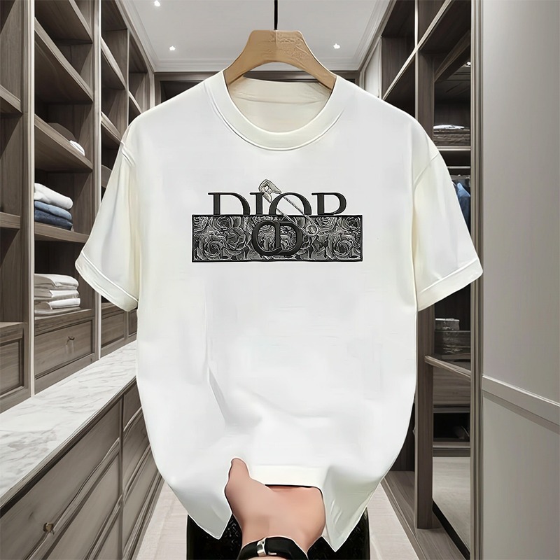 *COD* Kaos Katun Murni Oversize Pria Musim Panas Merek Fashion Dior Desain Premium Cetakan Budaya Le