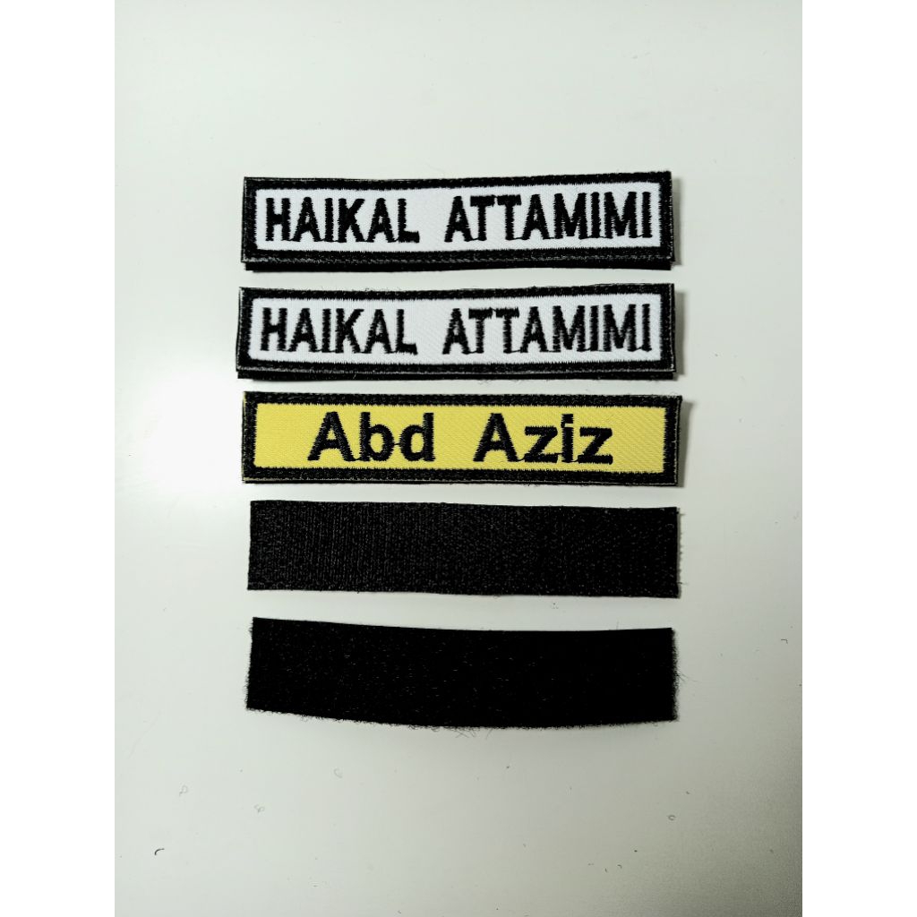 Bordir nama plus velcro/ Bordir nama plus perekat