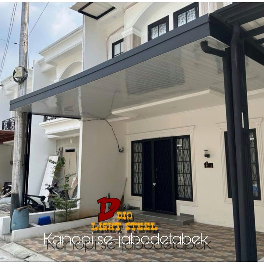 Kanopi plafon pvc alderon rs rangka baja ringan 0,75mm risplang dan talang Besi Konstruksi Jabodetab