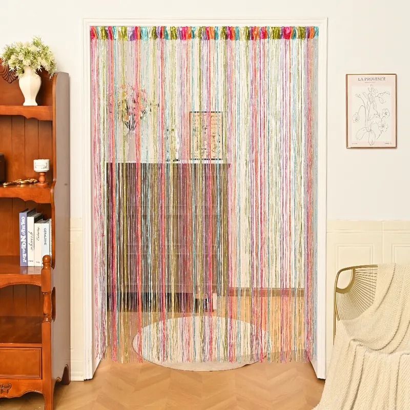 Q3 Tirai Benang Glitter Gradasi Tirai Benang Glliter Rainbow Tirai Pintu Jendela 100x200cm -Tirai Be