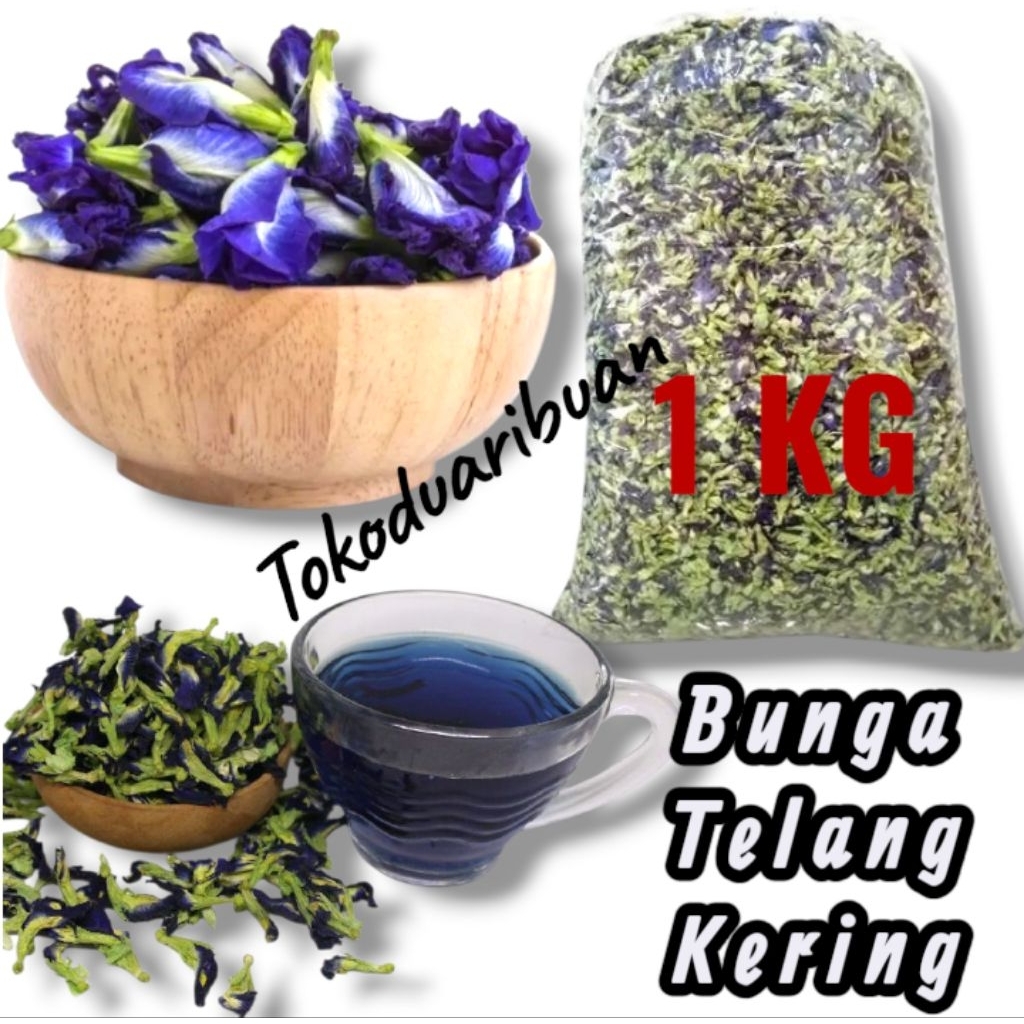 Bunga Telang Kering 1 KG ASLI , Teh Telang Kering / Teh Biru / Butterfly Pea / Teh Bunga