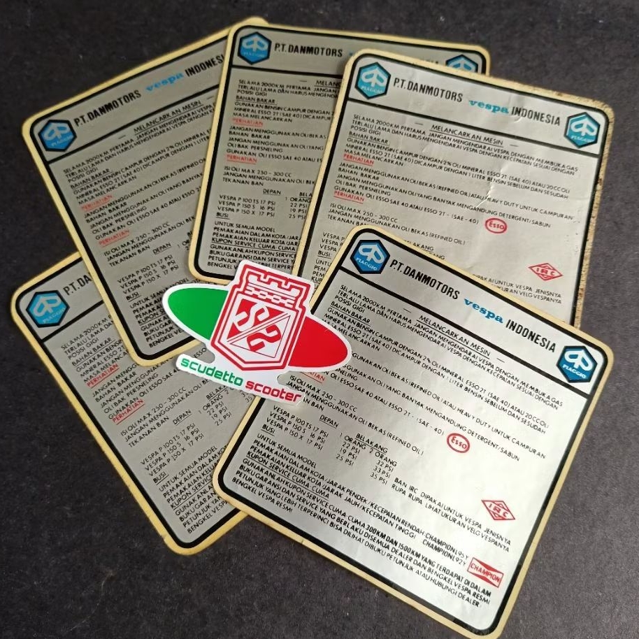 stiker running vespa pts px ps danmotor ori nos