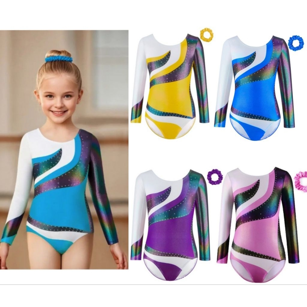 [79] Baju Gymnastic Anak Perempuan Leotard Gymnastic Anak Lengan Panjang 3-14 th (READY STOCK)