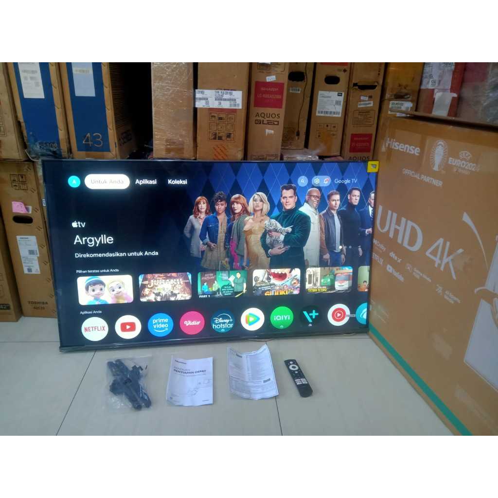 FULLSET TV LED HISENSE 50 IN Google TV 4K UHD Youtube Digital TV Kondisi bekas masih muwlus 5981F