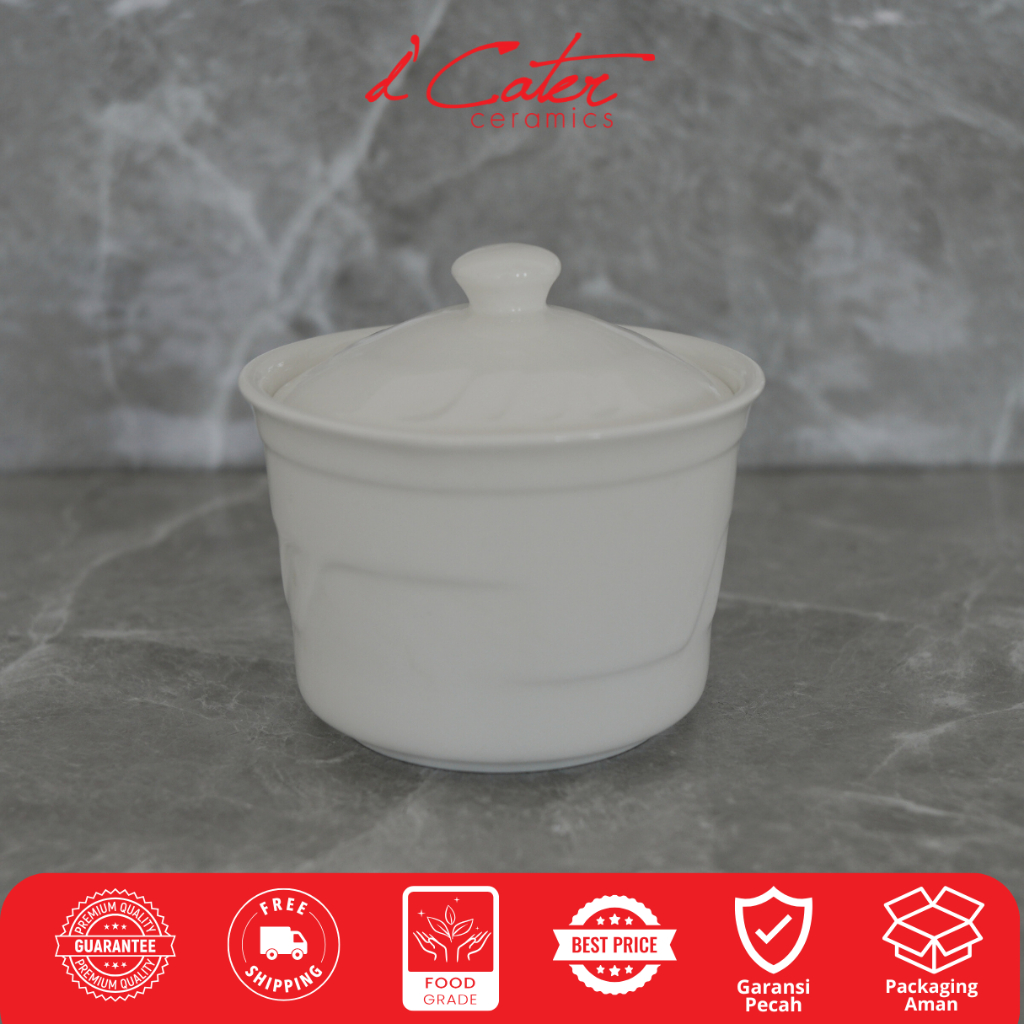 Mangkok Keramik K72 Diameter 10 cm dengan Tutup Mangkok Kecil Tekstur untuk Sayur Bubur Sop Mangkok 