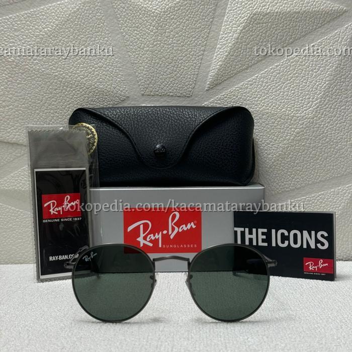 Kacamata Rayban Round RB3447 Round Metal 029 50 21 145 3N Gun Green Original