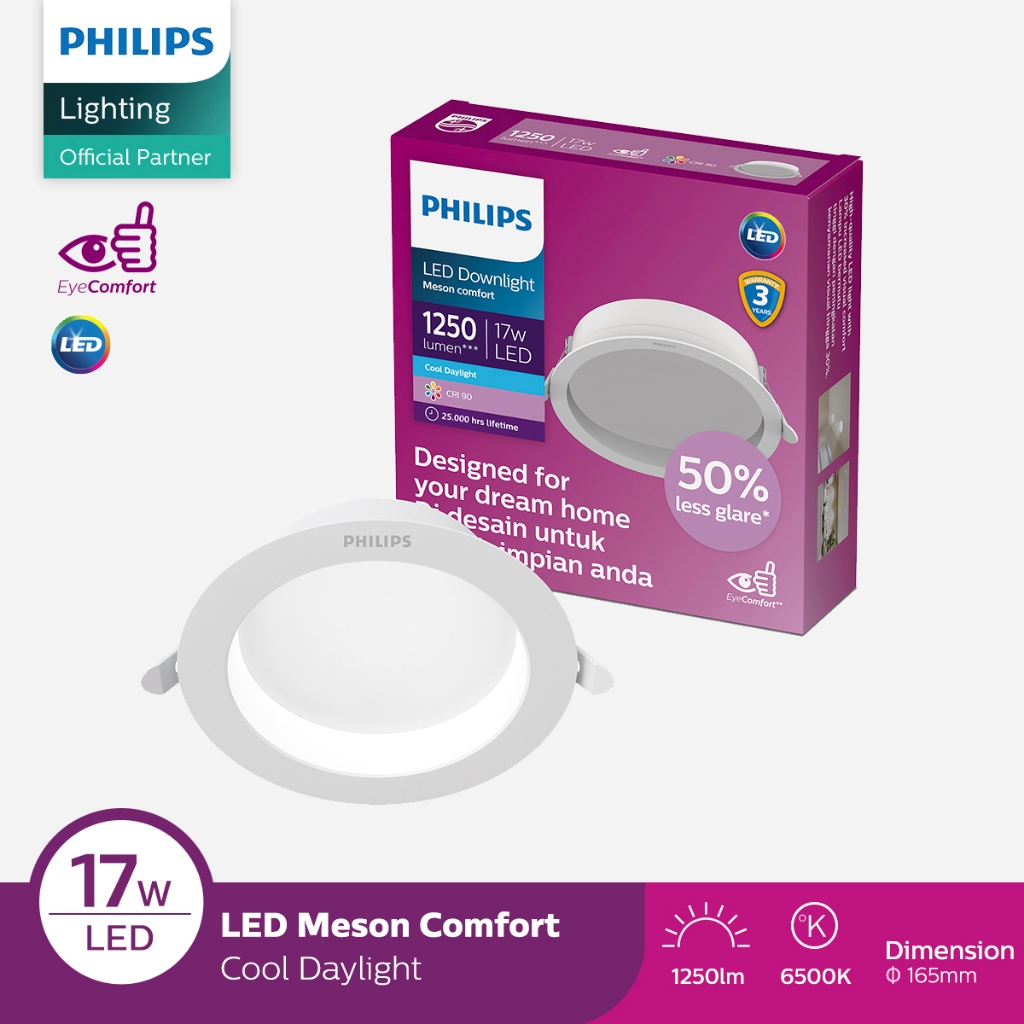 Philips Lampu LED Downlight Meson Comfort 17W 6500K Putih