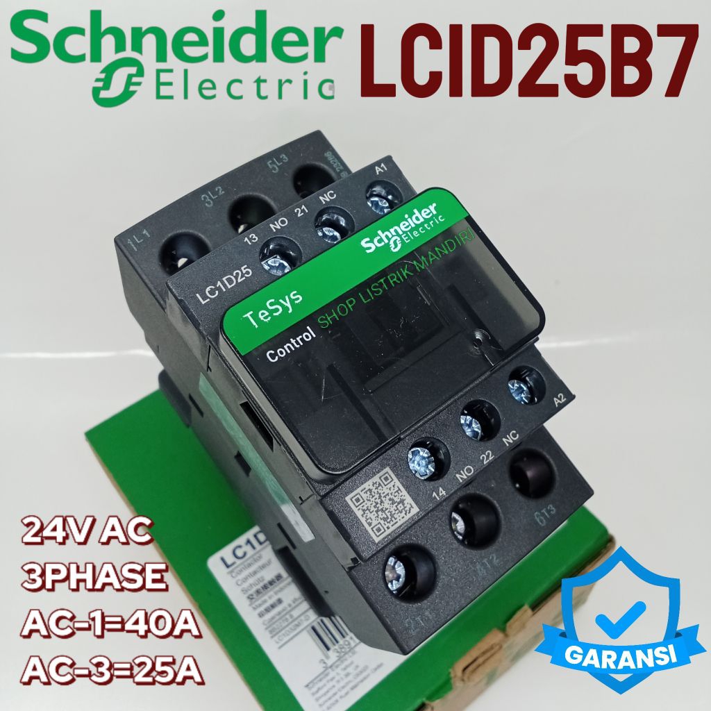 kontaktor Schneider LC1D25B7/LC1D25 B7 24VAC 3PHASE 25A/40A