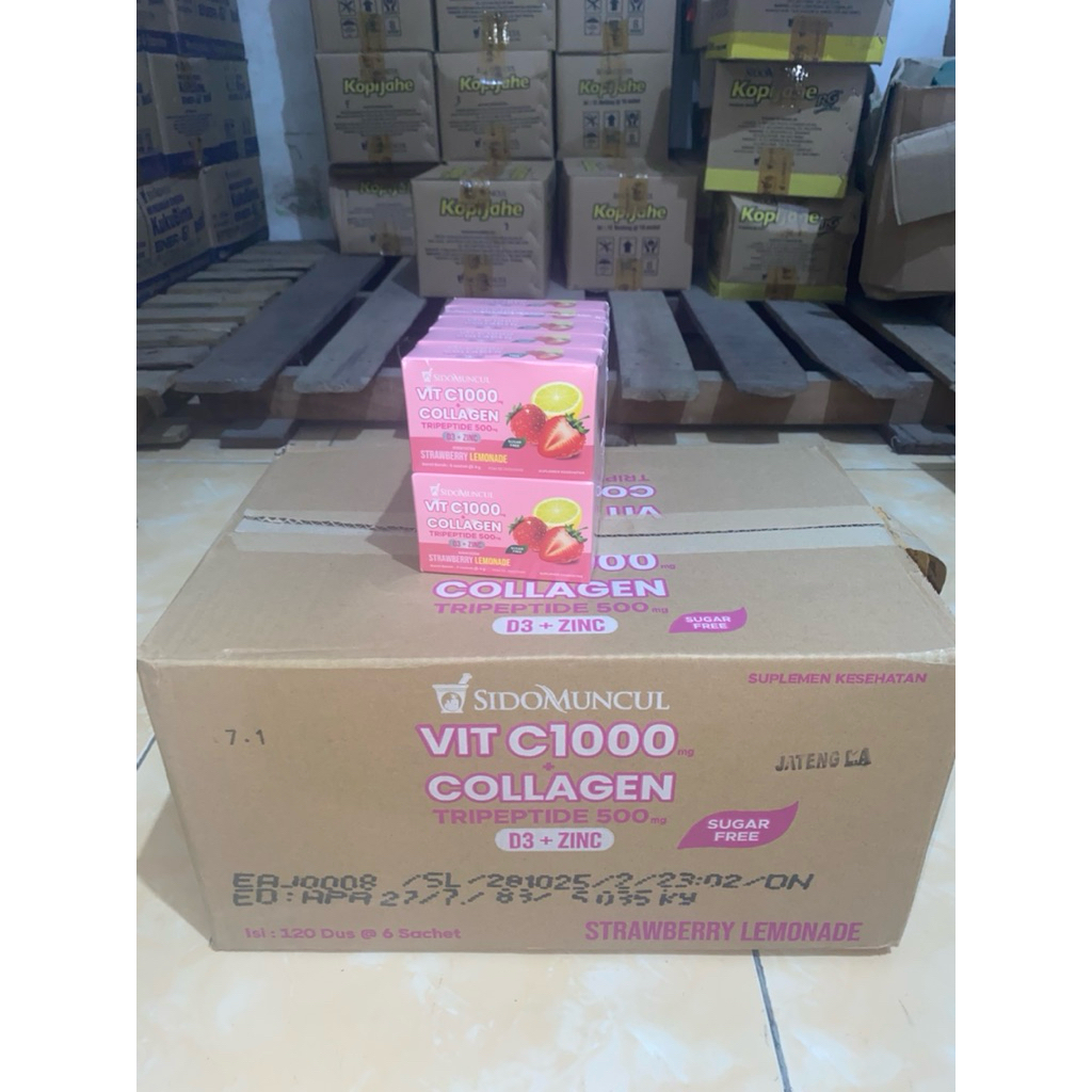 SIDOMUNCUL VIT C1000+COLLAGEN (1karton isi 120box) untuk daya tahan dan mencerahkan kulit