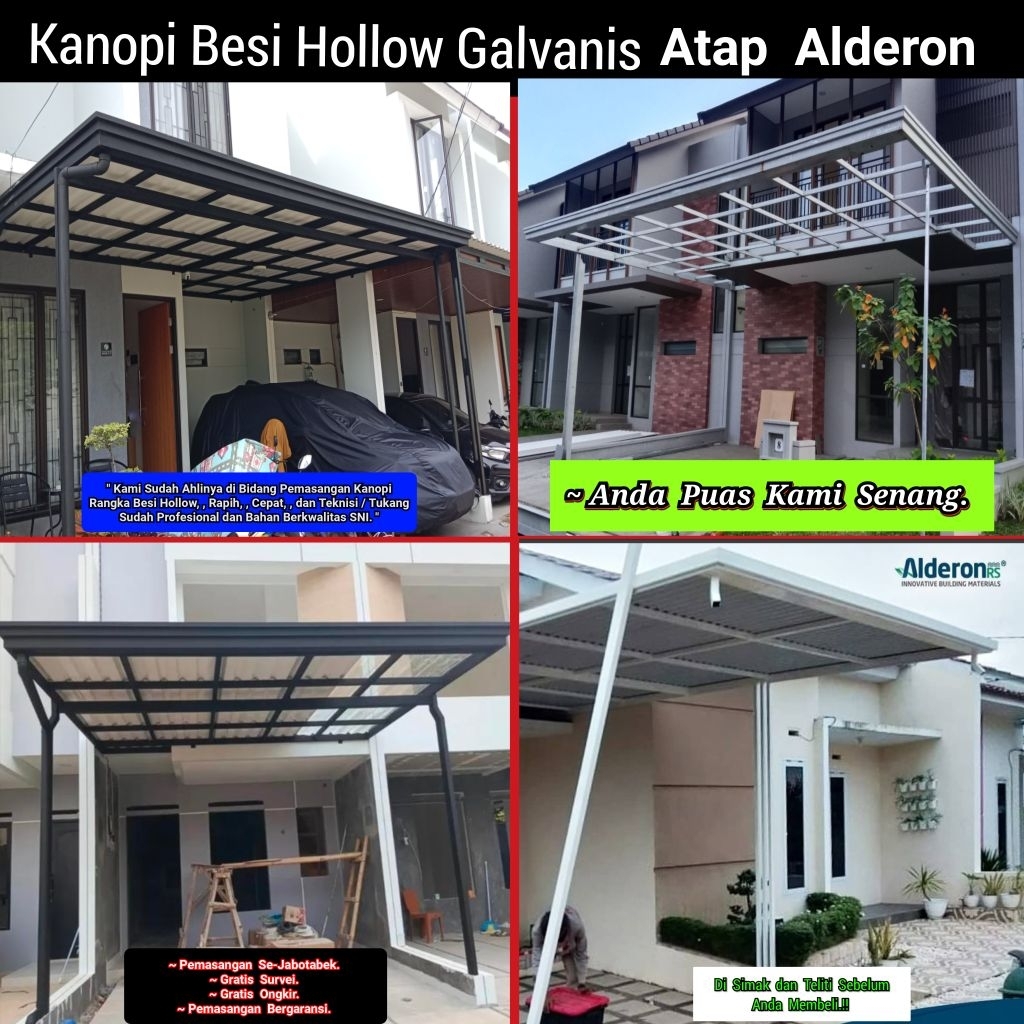 kanopi besi hollow galvanis atap alderon