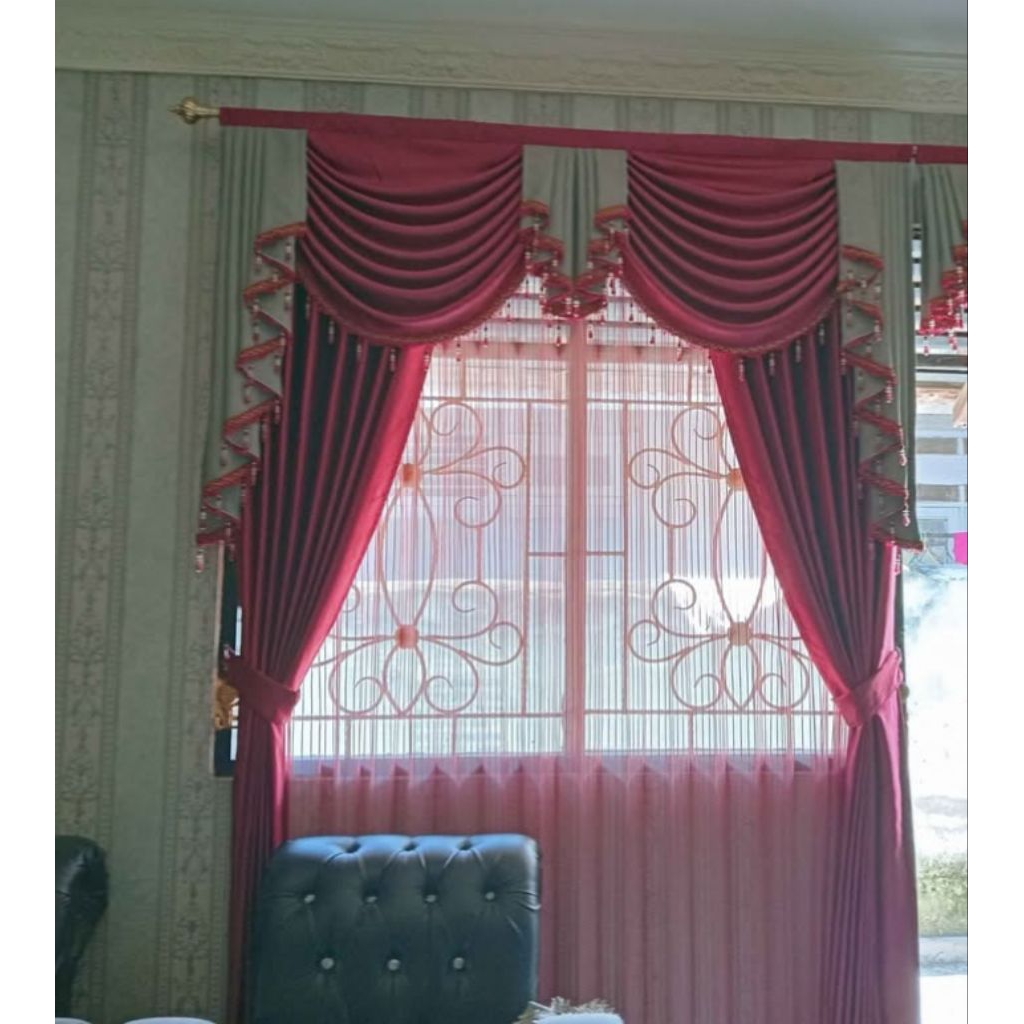 gorden poni gelombang sepanyol komunikasi 1 set panjang 2 meter 150 cm 1 meter poni jendela tibggi 2