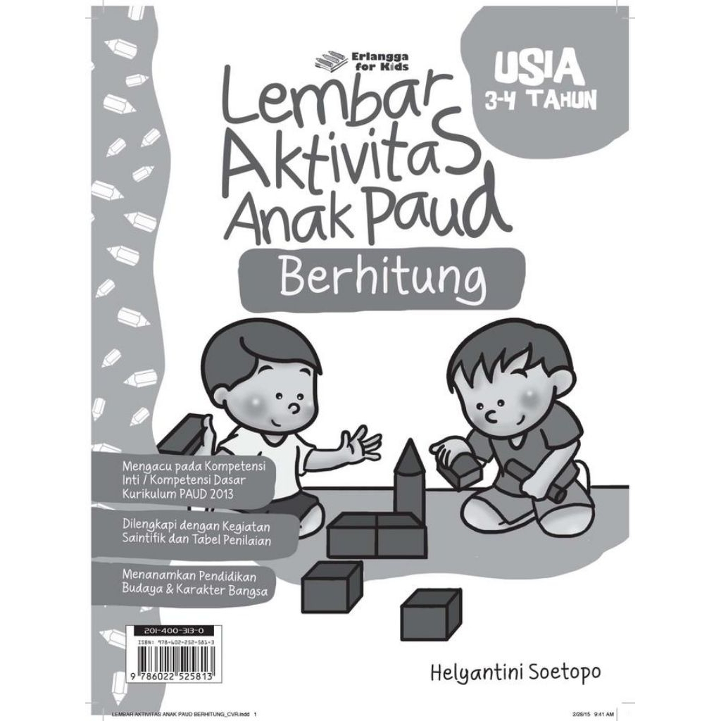 BUKU LEMBAR AKTIVITAS ANAK PAUD: BERHITUNG USIA 3-4 TAHUN ERLANGGA FOR KIDS