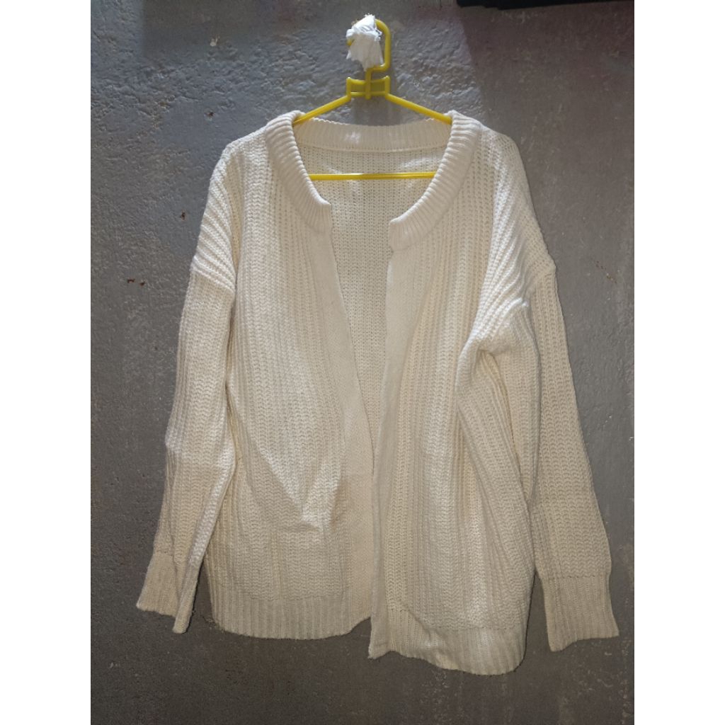PL SWEATER CARDIGAN PUTIH RAJUT WANITA KOREA