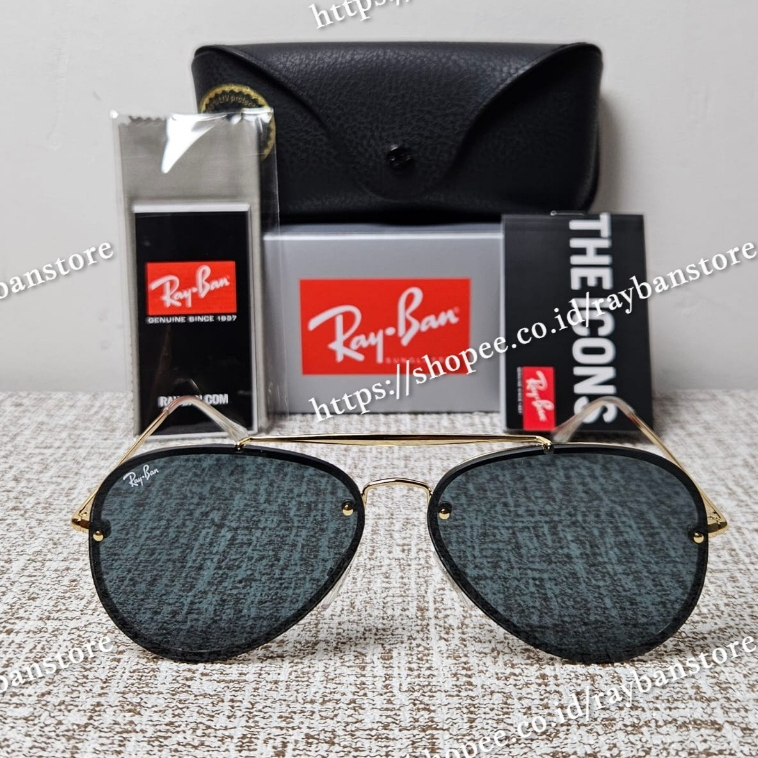 Kacamata RayBan AVIATOR BLAZE RB3584N 9050/71 Gold Green Original