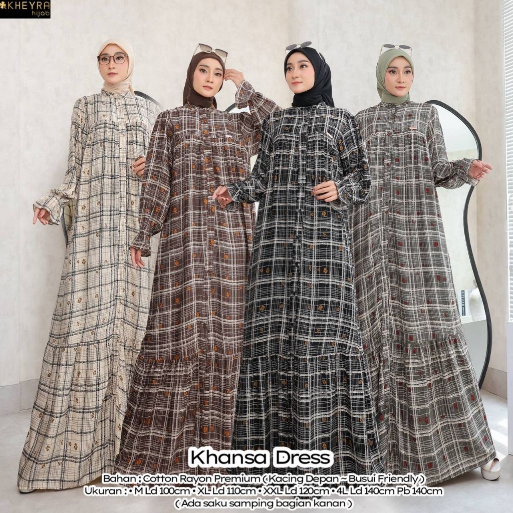 GAMIS RAYON MOTIF KOTAK-KOTAK BAHAN ADEM 4 UKURAN