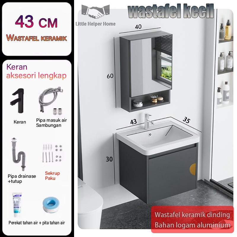 wastafel kecil kamar mandi 43cm/50cm wastafel dinding wastafel keramik kabinet wastafel aluminium wa