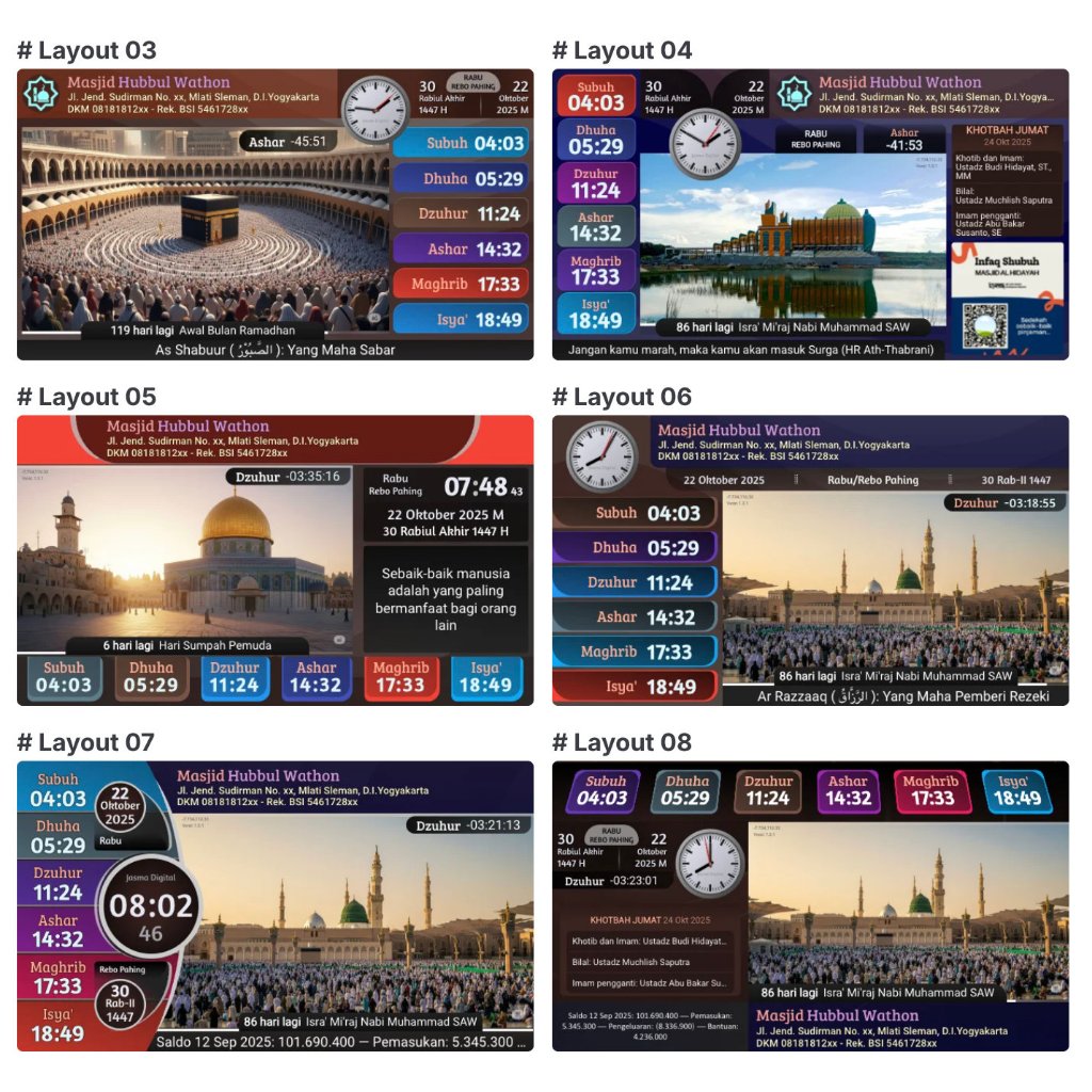 Jasma 7 - Jadwal sholat digital TV untuk masjid, auto tartil ke ampli dan timer auto on off dengan t