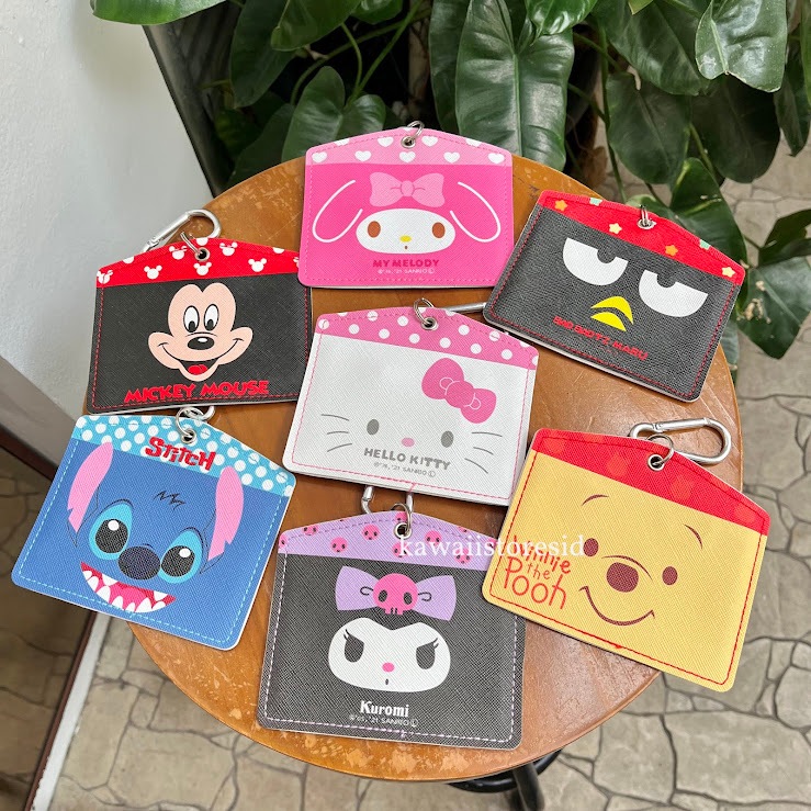 Dompet Kartu Id Card Holder HelloKitty Kuromi Mellody Mickey Stitch Pooh Badtzmaru Karakter Kartun L
