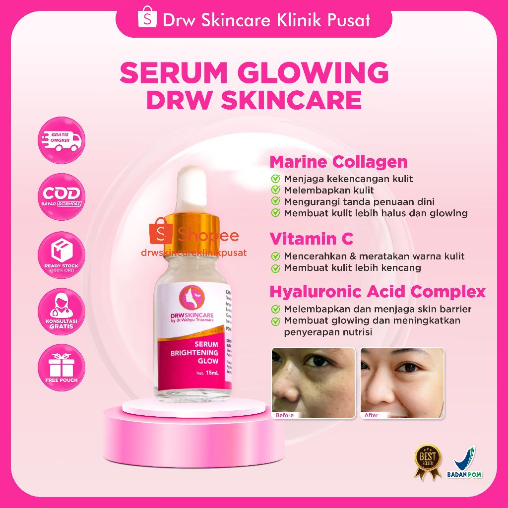 Serum Brightening Glowing Drw Skincare / Serum khusus flek hitam dan bekas jerawat