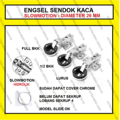 Engsel Sendok Kaca Slowmotion Engsel Lemari Kaca Hidrolik Chrome