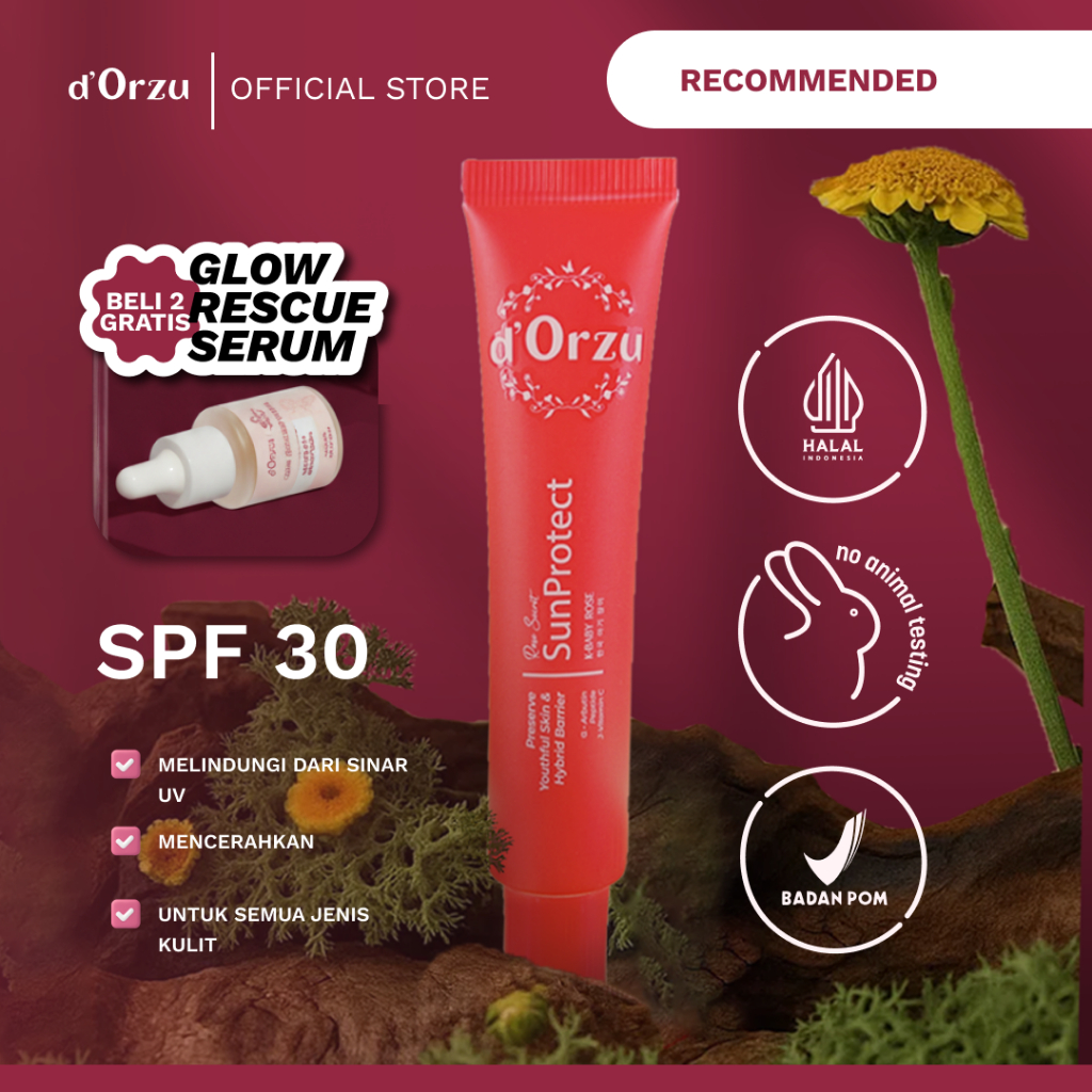 d'Orzu | Sunscreen Tinted | Hybrid Sunscreen | Rose Secret SunProtect SPF30 Cerah & UV