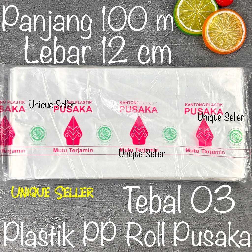 Plastik PP ROLL 12cm 12 cm Tebal 03 Panjang 100m PUSAKA Plastik Roll Pembungkus Basreng Makaroni