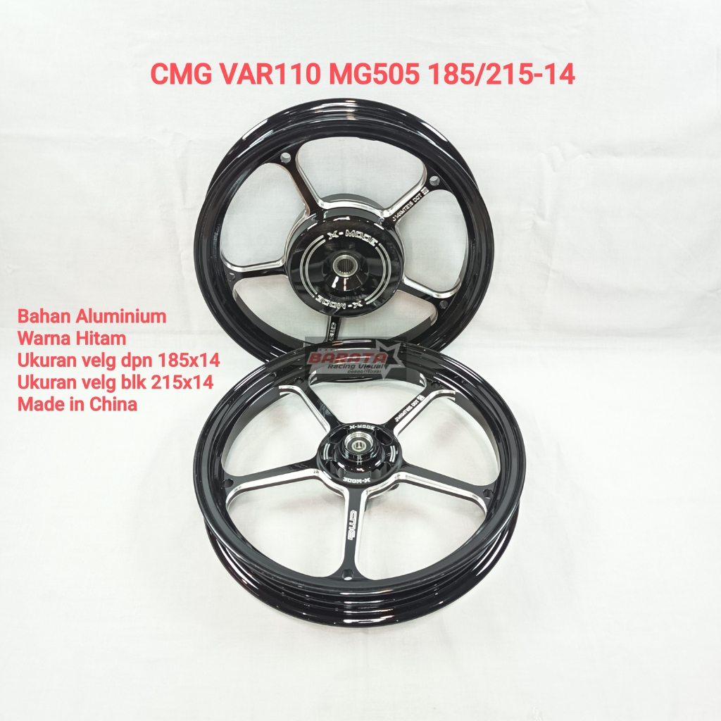 SEPASANG VELG CMG MG505 VARIO110/125, BEAT KARBU, SCOOPY UK.185/215 RING 14 WARNA HITAM,SILVER,TITAN