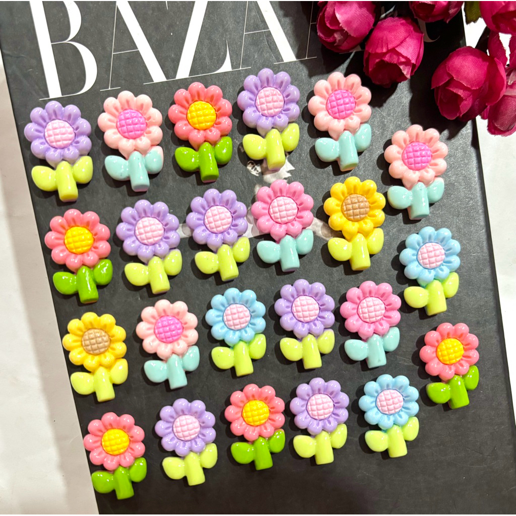clay/resin flower isi 100 pcs