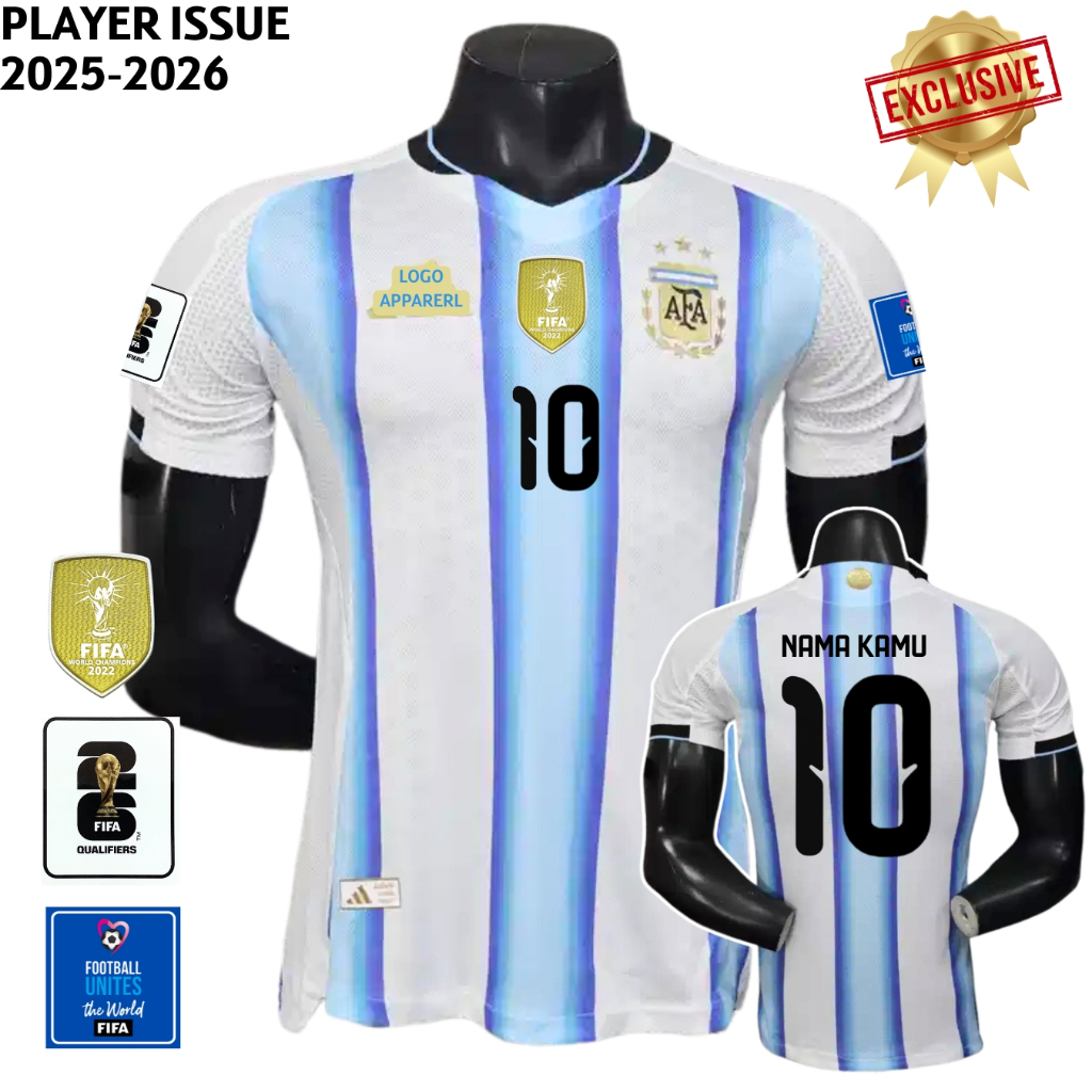 PLAYER ISSUE Argentina Home 2026 2027 Jersey Baju Bola Pi Version Biru Putih Timnas Negara Custom Sa
