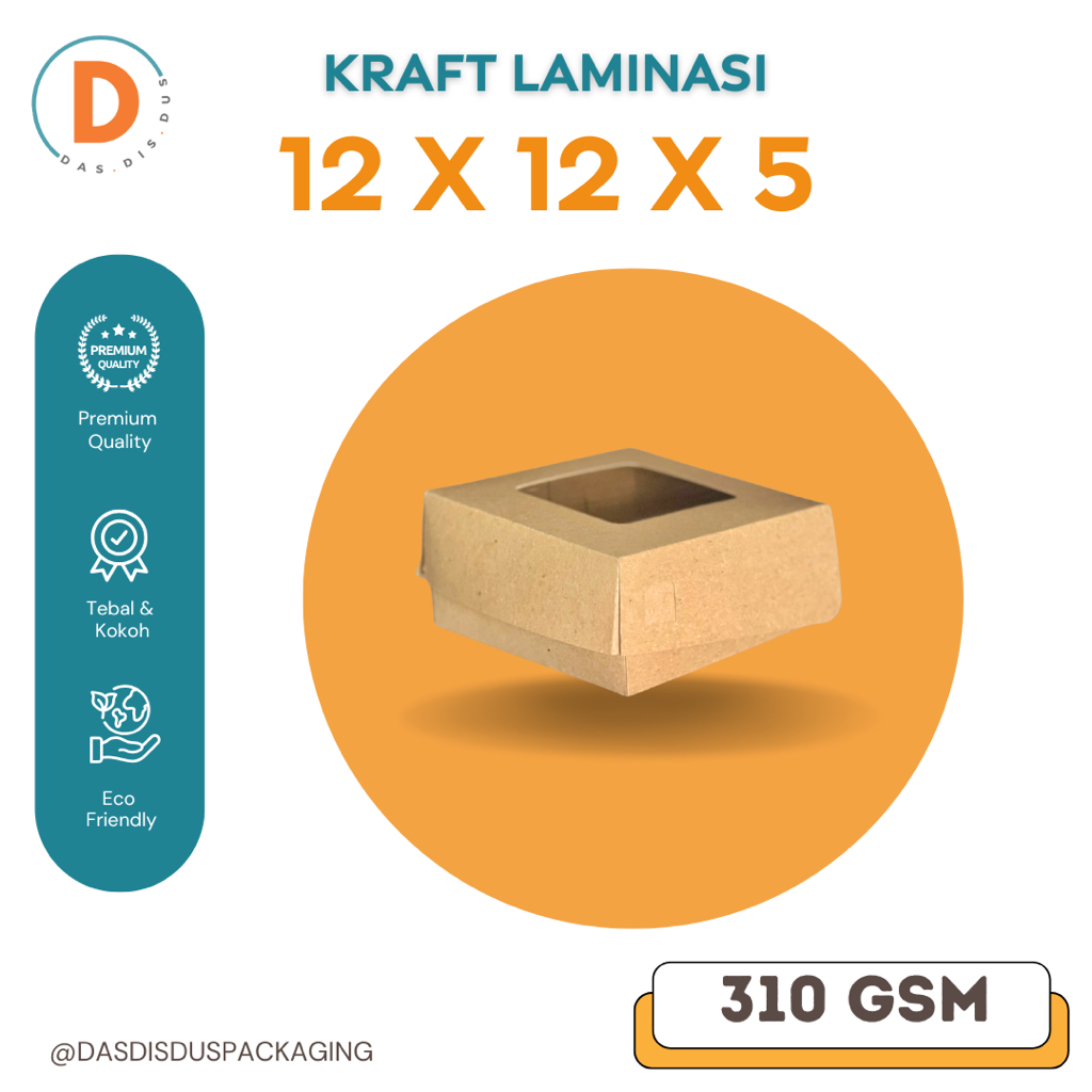 Dus Kraft Jendela Laminasi Box 12x12x5 Dus Roti Cake Marmer Chiffon