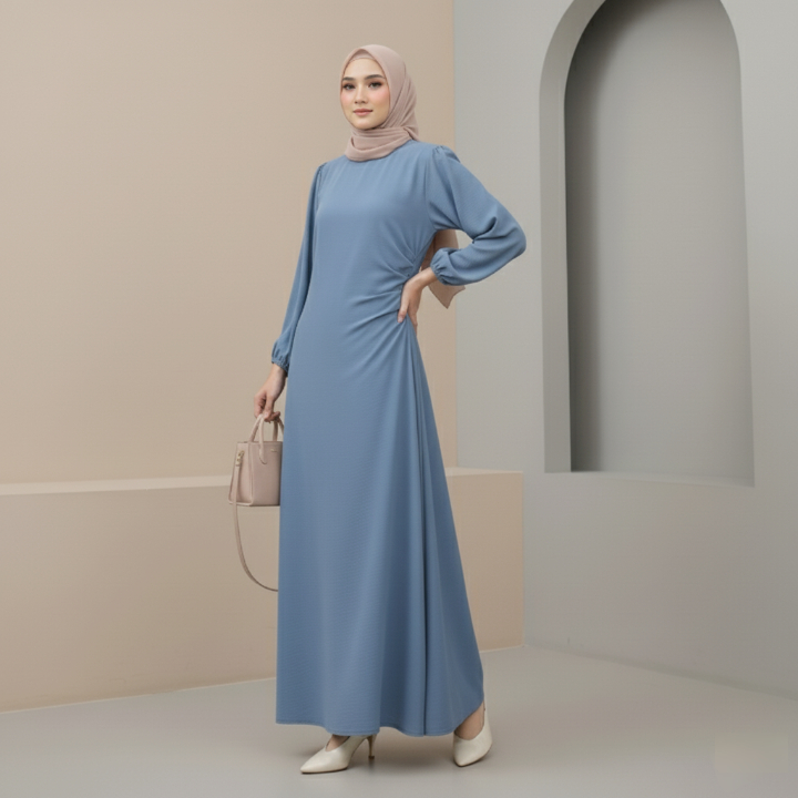 Dress Polos Raiya Gamis Remaja Muslim Simple Elegan Lebaran 2026