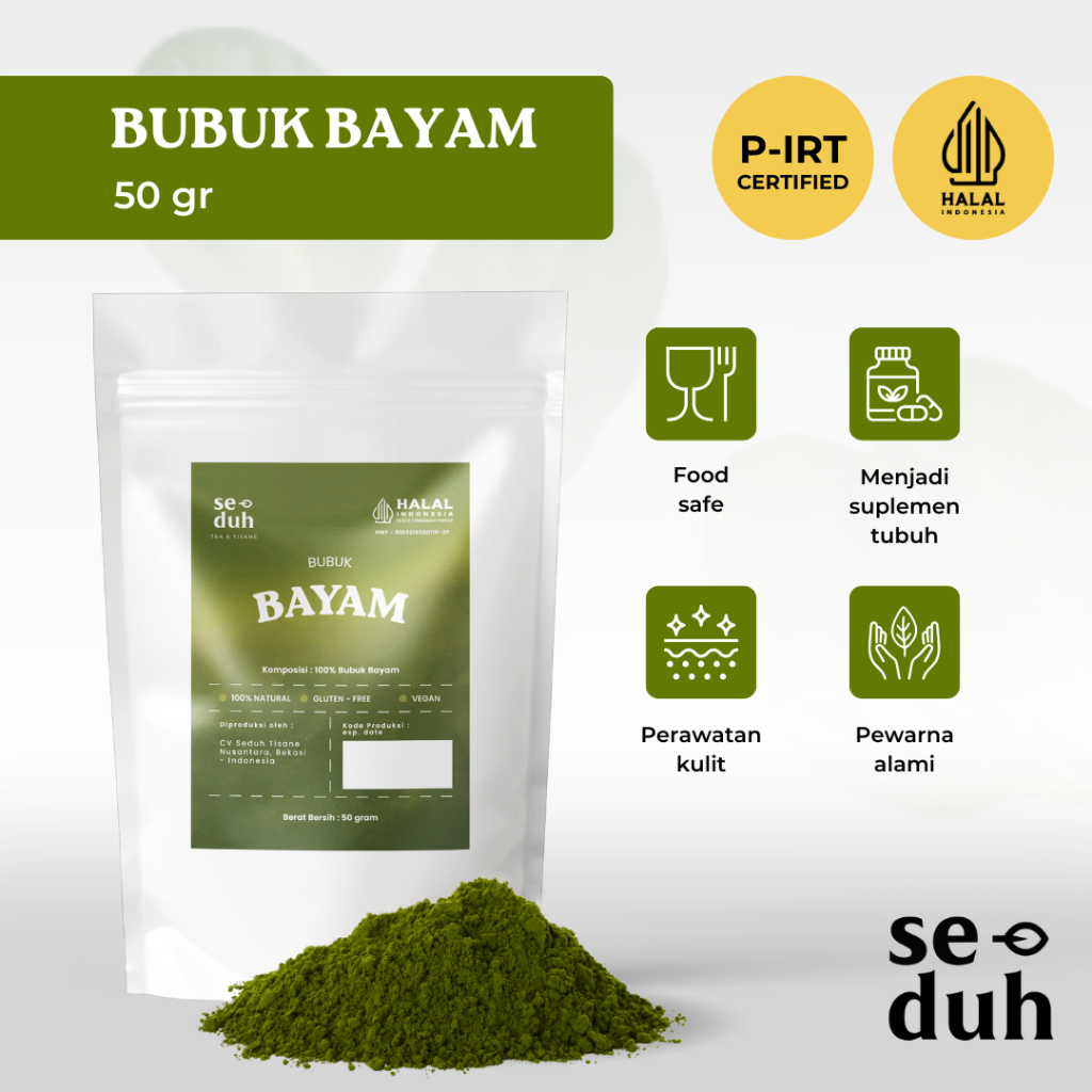 SEDUH TEA & TISANE | Bubuk Bayam / Spinach Powder / Vagetable Powder 50 gram
