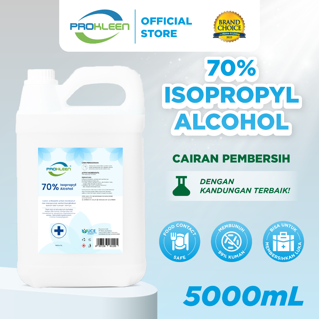 PROKLEEN 70% Isopropyl Alkohol Antiseptik Sanitizer Disinfectant 5L