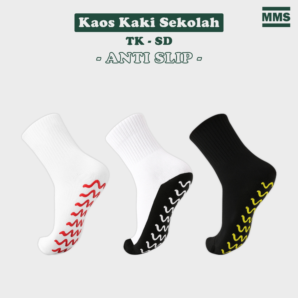 Kaos Kaki Sekolah Anti Slip Anak TK SD Katun 1 - 12 Tahun